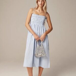 J. Crew Paloma Midi Dress in Striped Cotton Poplin